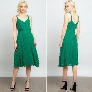 Anthropologie Eva Franco 14P Christmas Green Cocktail Party Dress 14 Petite
